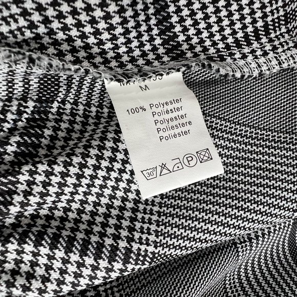 Mulaya Open Front Blazer Jacket M Black Plaid Peplum Embroidered Floral Sleeves - Picture 10 of 10